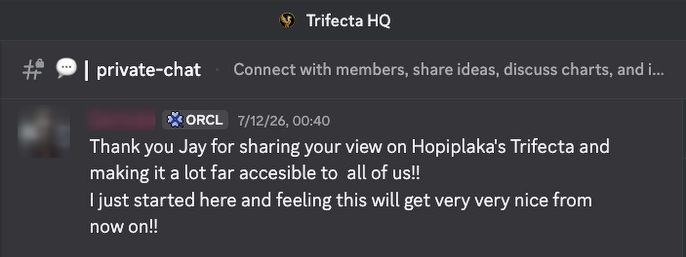 Private community feedback praising Trifecta HQ for making the framework accessible